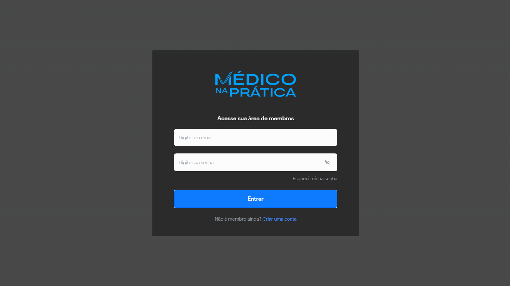 Tela de login da área de membros do Método Seja um Médico na Prática